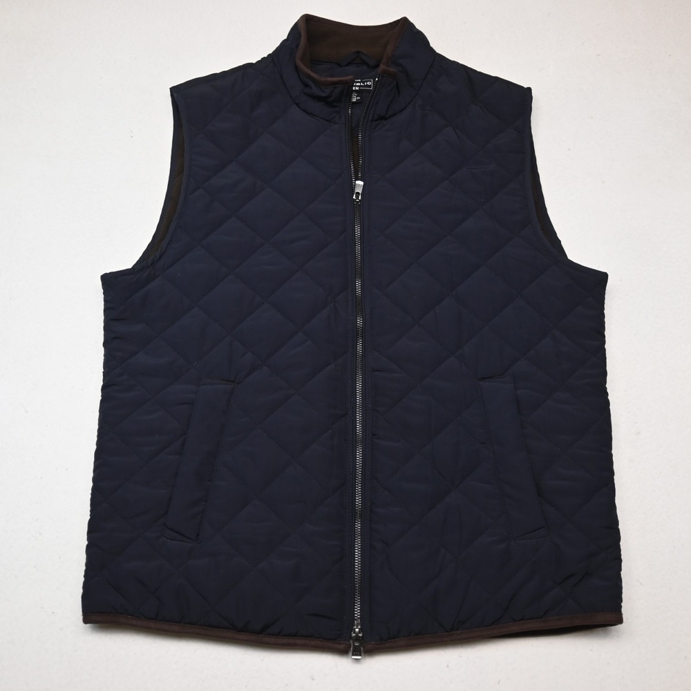 For the Republic Puffer Vest Mens Medium Navy Blue Full Zip Quilted Outdoor